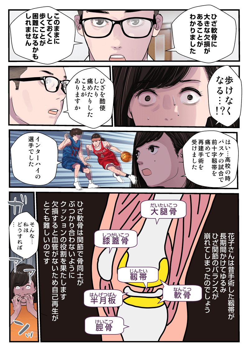 【マンガ　花子ママのひざ物語】ケガと再生医療編 4